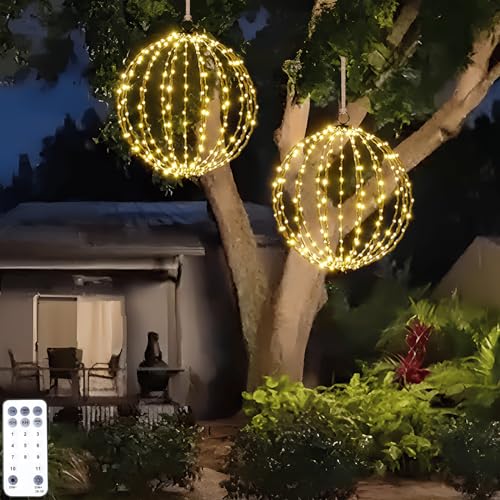 16" Large Outdoor Hanging Lighted Sphere (2 Count)