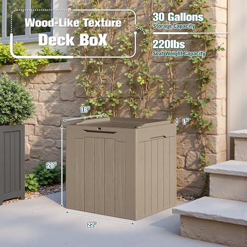 30 Gallon Resin Deck Box 2 Pack Outdoor Indoor Waterproof Storage Box for Patio Furniture Pool Accessories Storage for Cushion Garden Tools