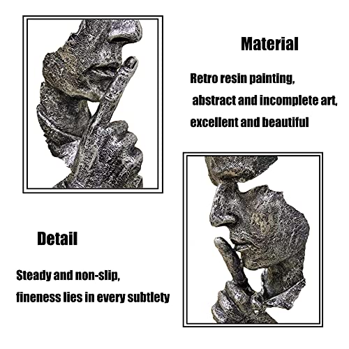 Silence is a Golden Statue Modern Mens Creative Office Home Room Decorations Sculpture Friends Bookshelf Decorative 4.7 x 4.3 x 13.18in