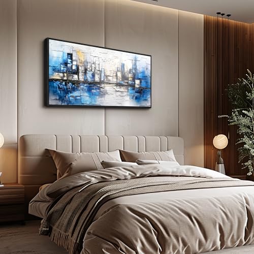 Black Framed Canvas Wall Art For Living Room Wall Decor For Bedroom Office Wall Decorations Blue Landscape Paintings Abstraction Pictures Artwork Room Aesthetic Home Decor 20x40 In