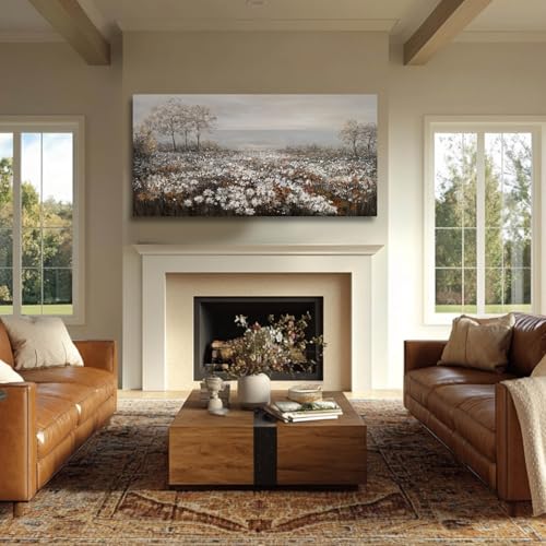 Wildflower Wall Art Rustic Farmhouse Wall Decor Countryside Canvas Prints for Bedroom Large Landscape Painting for Living Room Hallway Decor 29x58 Inch
