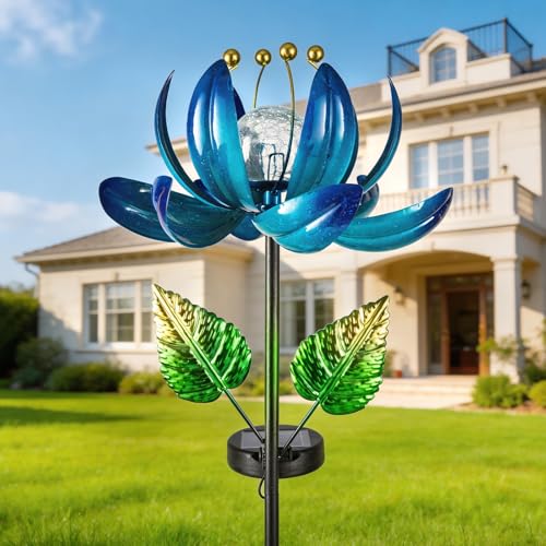 Solar Garden Lights Metal Flower Decor