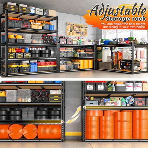 48" W Garage Shelving 3080LBS Storage Shelves 5 Tier Industrial Shelving Adjustable Metal Storage Shelves for Garage