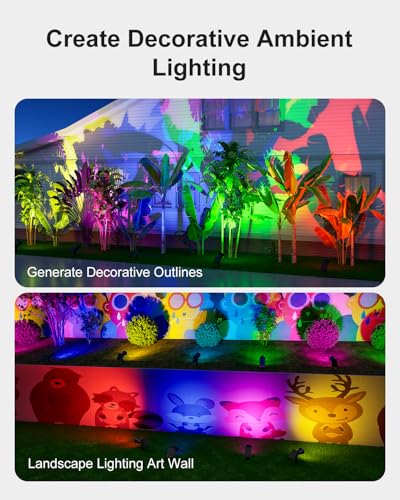 2 Pack Color Change Solar Spotlights Outdoor Waterproof RGB Halloween Decor (2 Count)