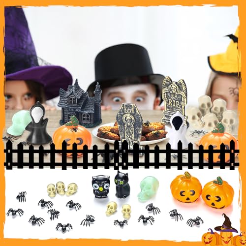 56 Pcs Halloween Village Ornaments Accessories Figurines Set