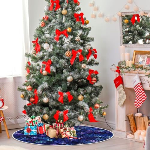 Christmas Blue Purple Snowflake Tree Skirt