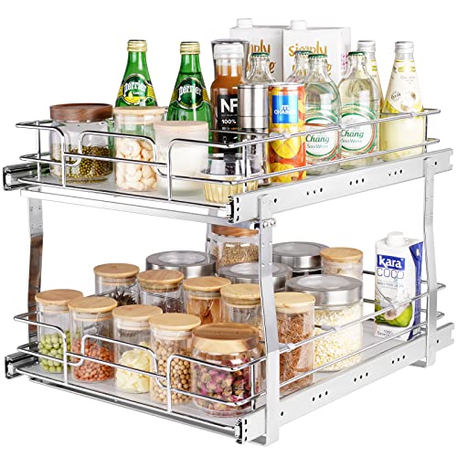 2 Tier 17"Wx21.2"Dx15.2"H Pull Out Cabinet Organizer