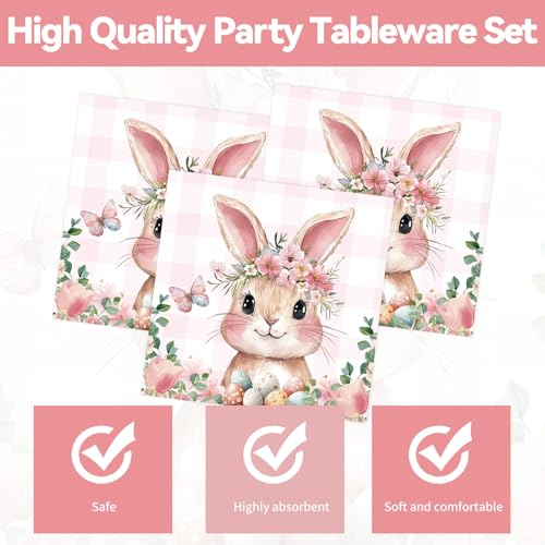 40Pcs Easter Paper Plates and Napkins Party Supplies (40 Count)