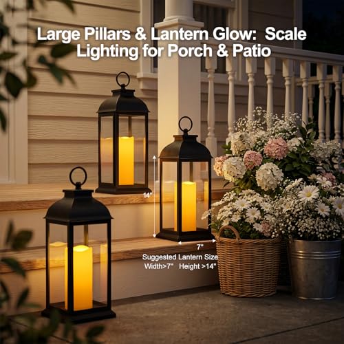 12"x5" Large Waterproof Outdoor Flameless Candles with Remote Timer