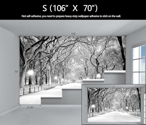 3D Gray Snowy Forest Mural Wallpaper for Living Room Bedroom