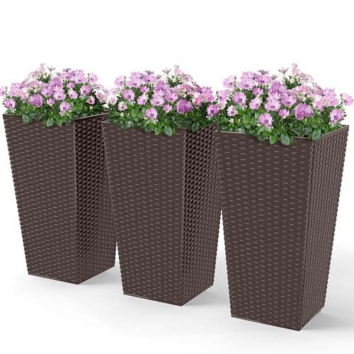 24 in Taper Tall Planters for Outdoor Plants Set of 3 (3 Count)