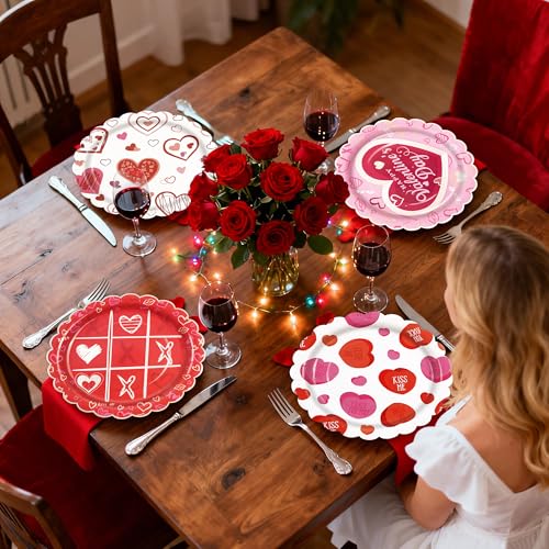 48PCS Happy Valentine's Day 7inch Paper Plates (48 Count)