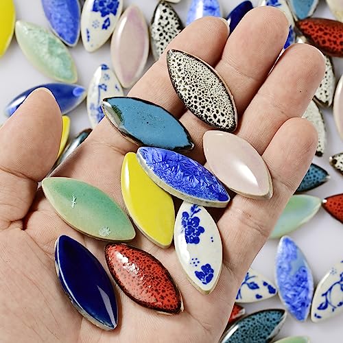 70 Pcs Petal Ceramics Mosaic Tiles for Crafts