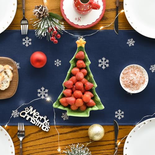 Blue Xmas Trees Table Runner Home Party Decor 13x72 Inch