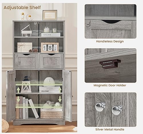 Storage Cabinet with 2 Drawers & Adjustable Shelf