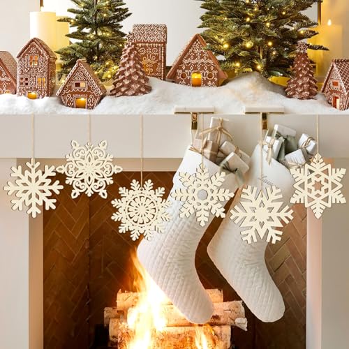 36PCS Wooden Christmas Decoration Snowflake Ornaments to Paint Christmas Ornaments for Tree Crafts Cutouts Unfinished (36 Count)
