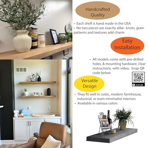 36 inch Wooden Floating Shelves for Wall