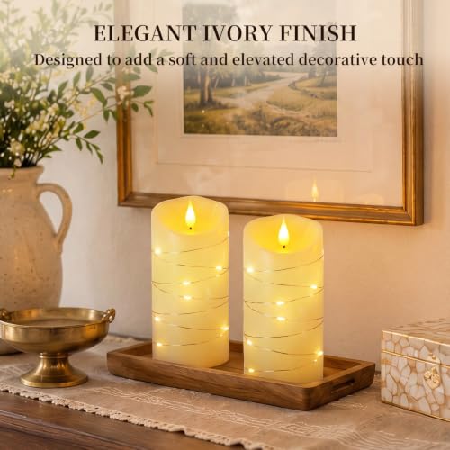 Flameless Candles with String Lights (2 Count)