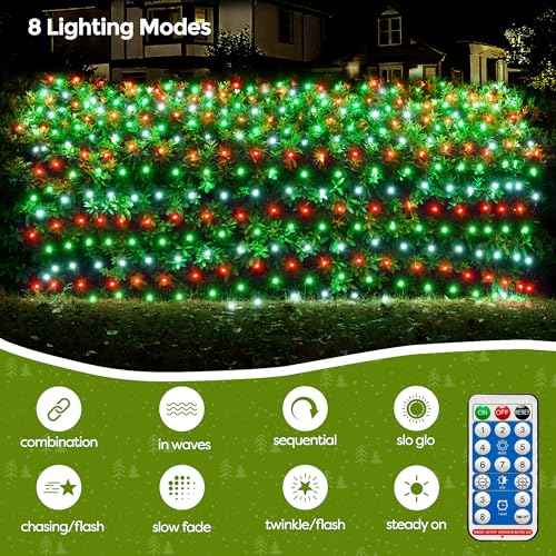 Solar Christmas Net Lights 200LED F8 Big Bulbs