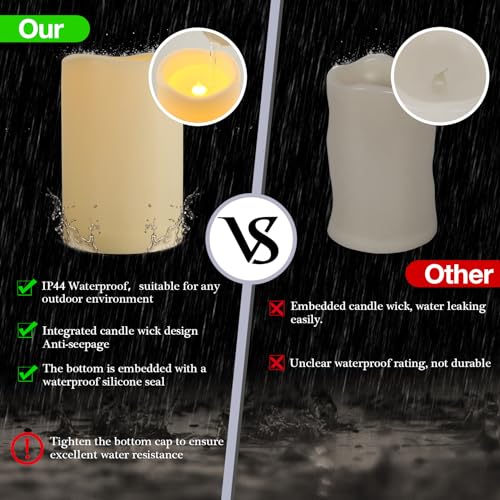 4" x 6" Large Outdoor Flameless Candles with Remote and Timer Waterproof