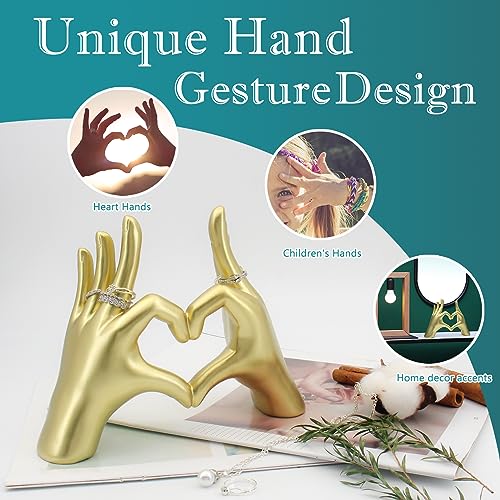 Gold Heart Hands Sculpture