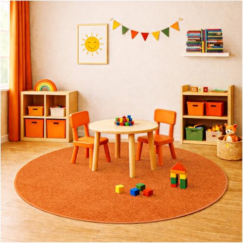 Soft & Colorful 5' Round Kids Classroom Area Rug
