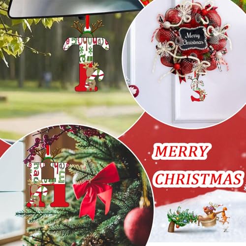 14 Pcs Christmas Ornaments Cute 2D Acrylic Merry Christmas Alphabet Christmas Decorations for Tree with Elk Hat Design Hanging Ornaments DIY Decor for Home Winter Party Holiday