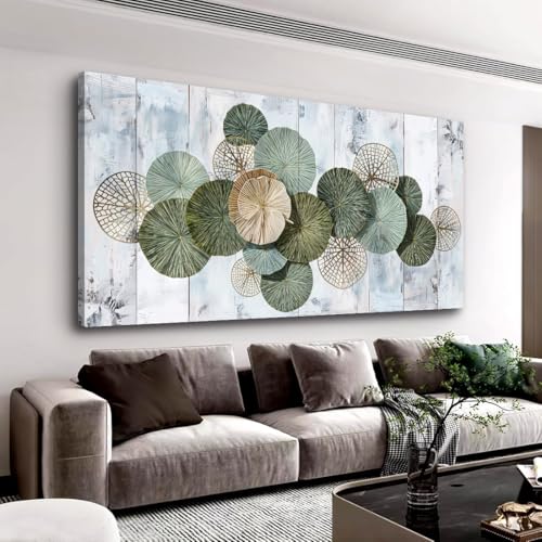 Wall Art Simple Wall Decor Green Canvas Painting Abstract Wall Art for Bedroom Living Room Dining Room Home Office Decor 79"x40" with Framed