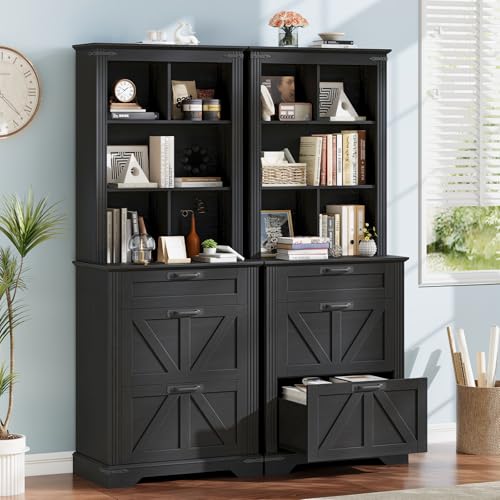 Farmhouse Bookshelf with 3 Large Drawers