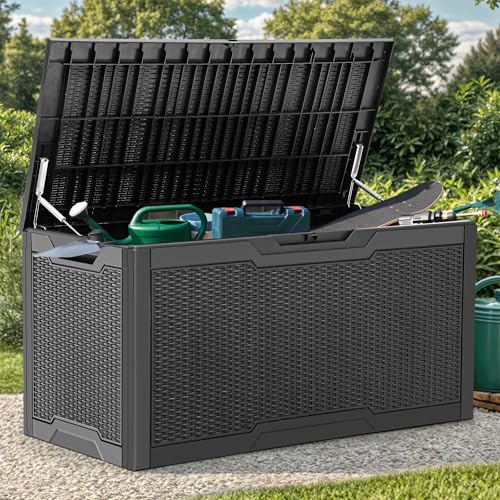 100 Gallon Large Resin Deck Box Outdoor Storage Boxes for Patio