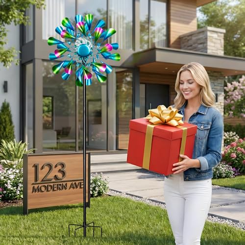 60'' Wind Spinner with Color Glass Ball Solar Lights