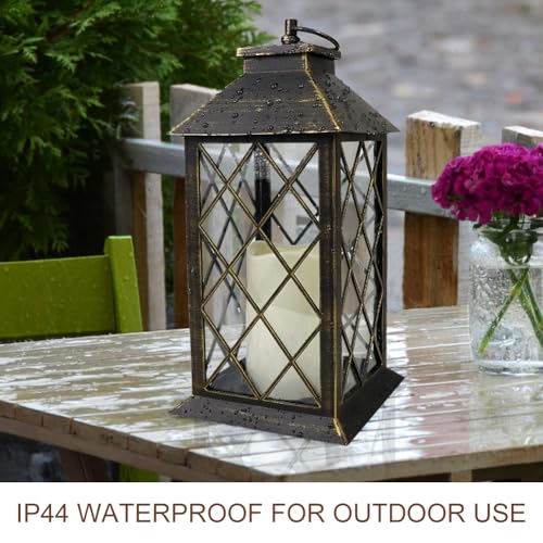 2 Pack 13.5" Vintage Candle Lantern with LED Candle