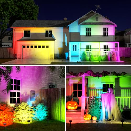 Color Changing Solar Spot Lights Outdoor 8 Pack (8 Count)