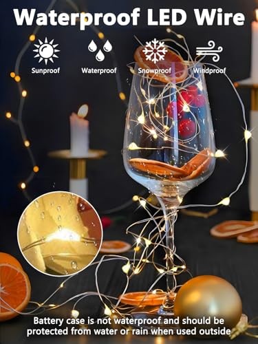 2 Pack Fairy Lights Battery Operated with Remote Twinkle Lights Warm White (2 Count)