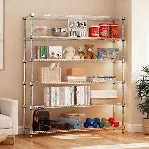 2100LBS 47.2" W 6 Tiers Shelf Storage Shelves Metal Shelving Unit Heavy Duty Garage Shelving Adjustable Wire Shelves for Pantry