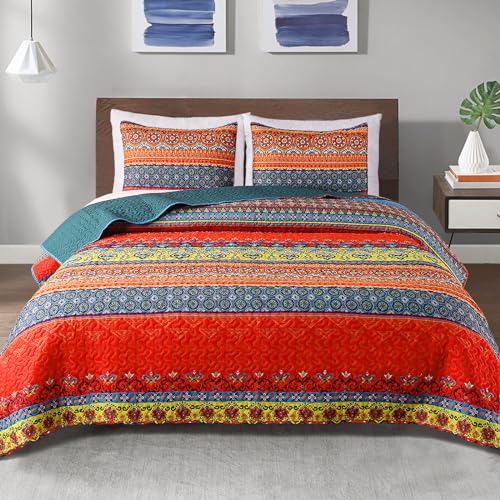 Reversible Boho Quilts Queen Size Blue