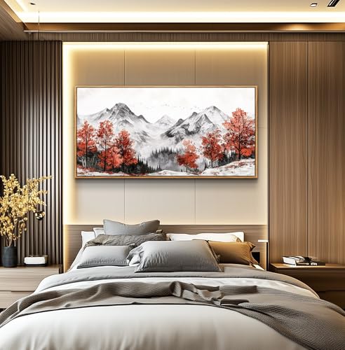Canvas Wall Art For Living Room Large Wall Decor For Bedroom Red Tree Ink