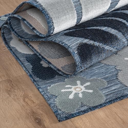 Outdoor Rug 6x9 Modern Floral Tropical Area Rugs for Outdoor and Indoor Patio Easy to Clean Non Shedding Living Room Porch Garden Washable Outside Carpet (58.5 Sq Ft)