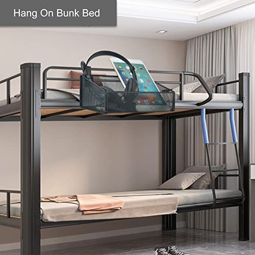 Bedside Caddy Hanging Storage Basket Beside Shelf Metal Organizer for Collage Dorm Bunk Bed