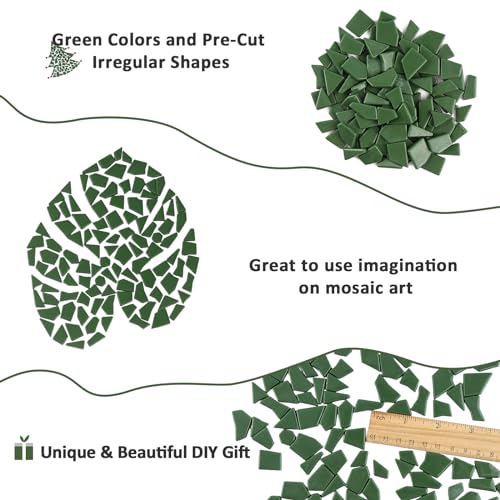 200g Green Glass Mosaic Tiles (7.05 Ounce)