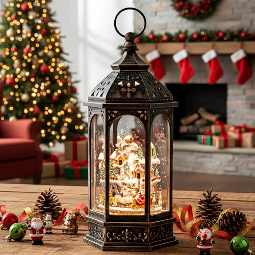 12.8'' Christmas Village Snow Globe Lantern