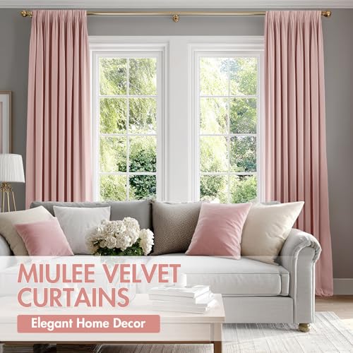 Light Pink Blackout Velvet Curtains Drapes 90 Inch Long 52"x90" (2 Count)