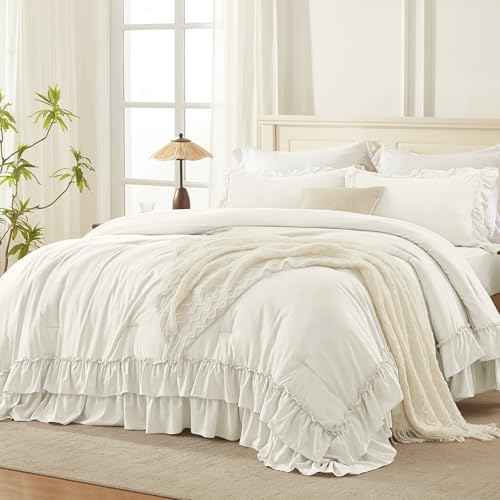 Ivory Ruffle Super King Comforter Set