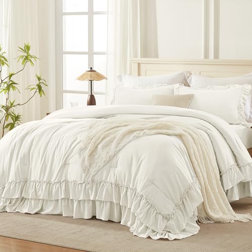 Ivory Ruffle Comforter Set King