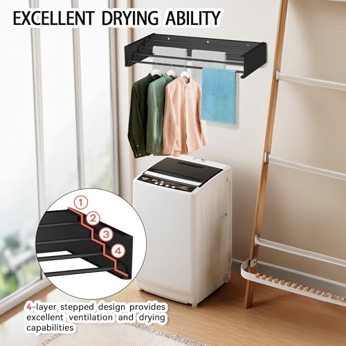 Laundry Drying Rack Wall Mounted Clothes Drying Rack Black