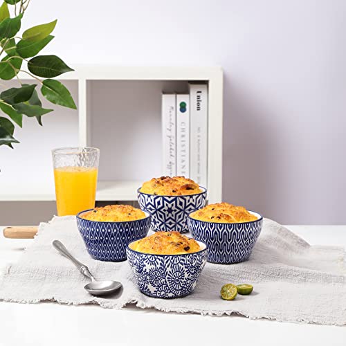 Ceramic 8oz Bouillon Cups 4 Inch Small Bowls (6 Count)