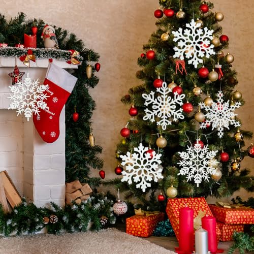 Large Snowflakes Ornaments for Outdoor Indoor Christmas Tree Decorations (6 Count)