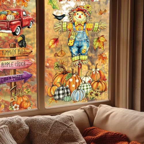 Vintage Fall Leaves Window Clings 6 Sheets (6 Count)