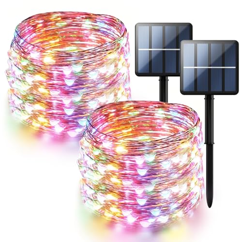 2 Pack 200 LED Solar Fairy Lights Outdoor (2 Count)