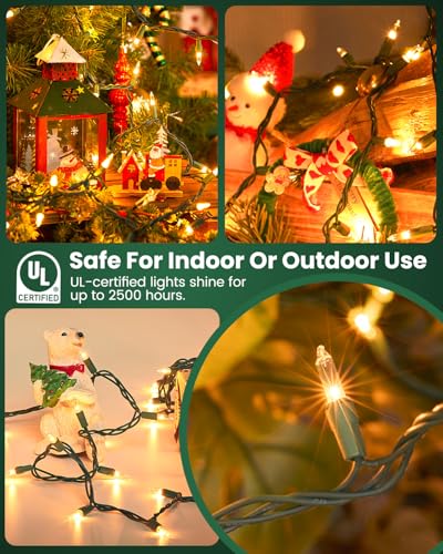 Clear Christmas String Lights 3 Pack 20 Feet 100 Counts Warm White (110 Foot)